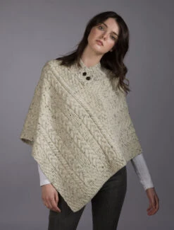 Cable Aran Poncho With Button Detail -The Warm Shop A200 Aran Nep 1 90505.1680869876