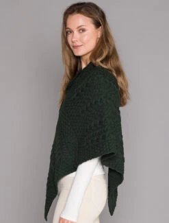 Cable Aran Poncho With Button Detail -The Warm Shop A200 Army Green 4 99546.1673752706