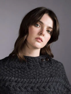 Cable Aran Poncho With Button Detail -The Warm Shop A200 Derby 1 71990.1673752706