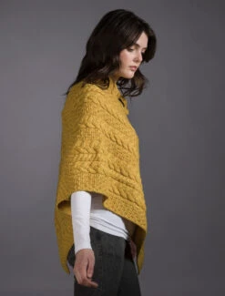 Cable Aran Poncho With Button Detail -The Warm Shop A200 Sunflower Yellow 2 93448.1673752708