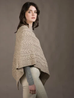 Cable Aran Poncho With Button Detail -The Warm Shop A200 Wicker 1 93101.1673752708