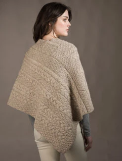 Cable Aran Poncho With Button Detail -The Warm Shop A200 Wicker 2 96421.1673752708
