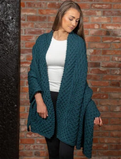 Cable Aran Wrap -The Warm Shop A704 AtlanticAlt 75078.1673752984