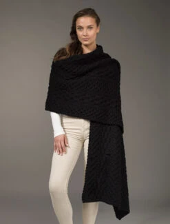 Cable Aran Wrap -The Warm Shop A704 Dark Night 4 11690.1673752982