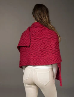Cable Aran Wrap -The Warm Shop A704 Dark Red 5 41210.1673752981