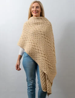 Cable Aran Wrap -The Warm Shop A704 Oatmeal Marl 77372.1673752982