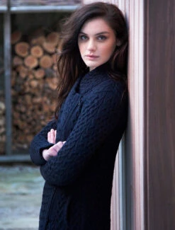 Trellis Merino Side Zip Coatigan -The Warm Shop A786 navy 4 10364.1556199994