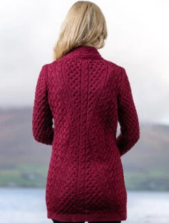 Trellis Merino Side Zip Coatigan -The Warm Shop A786ie Claret 6 58372.1673753039