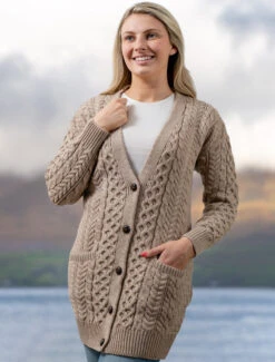 Women's Boyfriend Merino Wool Cardigan 18 Women's Boyfriend Merino Wool Cardigan -The Warm Shop A857 Wicker 29263.1693478925