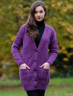Women's Boyfriend Merino Wool Cardigan 21 Women's Boyfriend Merino Wool Cardigan -The Warm Shop A857leadpurple 63692.1693842043