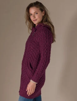 Claddagh Heart Design Side Zip Coatigan -The Warm Shop Aran L4A7235 12229.1718916637