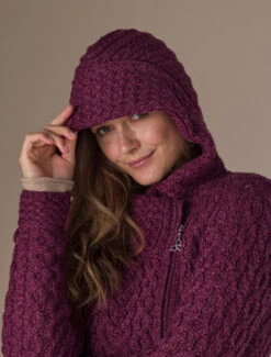 Claddagh Heart Design Side Zip Coatigan -The Warm Shop Aran L4A7250 93555.1718916637