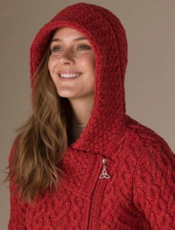 Claddagh Heart Design Side Zip Coatigan -The Warm Shop Aran L4A7321 59986.1718916640