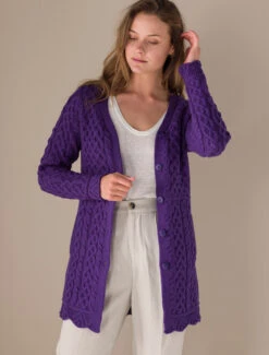 ‎Aran A-Line Lace‎ Cardigan -The Warm Shop Aran L4A8466 15896.1669214926