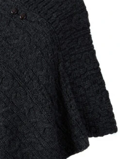 Aran Cable Wool Poncho -The Warm Shop B390 Charcoal 3 07629.1648475274