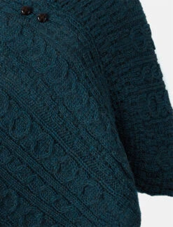 Aran Cable Wool Poncho -The Warm Shop B390 Mallard 2 53843.1648475266