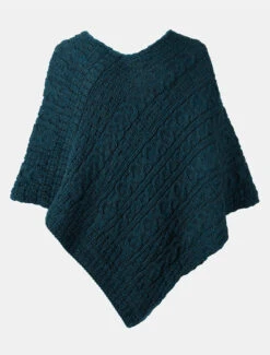 Aran Cable Wool Poncho -The Warm Shop B390 Mallard 3 38062.1648475267