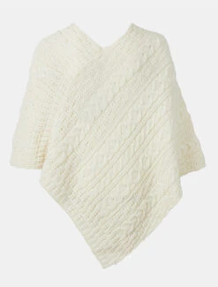 Aran Cable Wool Poncho -The Warm Shop B390 White 4 41008.1648475256