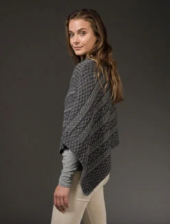 Plated Aran Poncho With Button Detail -The Warm Shop B877 Grey Derby 5 38524.1673752869