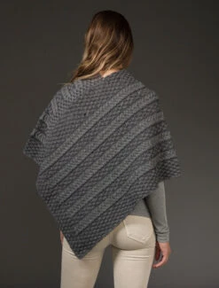 Plated Aran Poncho With Button Detail -The Warm Shop B877 Grey Derby 6 13670.1673752869