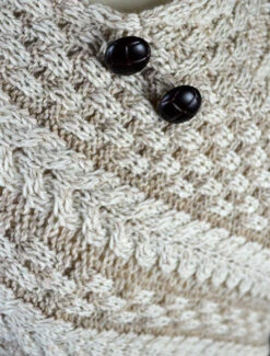 Plated Aran Poncho With Button Detail -The Warm Shop B877detail2 41255.1553083631