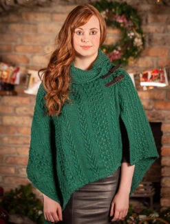 Shawl Collar Poncho With Leather Buckle Detail -The Warm Shop BW100leadxmas 72532.1607007405