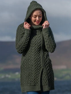 Claddagh Heart Design Side Zip Coatigan -The Warm Shop HD4918 Connemara Green 3 99278.1718916638