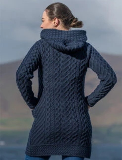 Claddagh Heart Design Side Zip Coatigan -The Warm Shop HD4918 Navy 6 47127.1718916637