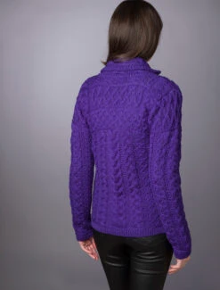 Double Collar Zip Merino Aran Cardigan -The Warm Shop L4A5533 47113.1694421880