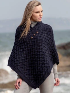 Super Soft Lattice Stitch Poncho -The Warm Shop N101 ink 71261.1693815672