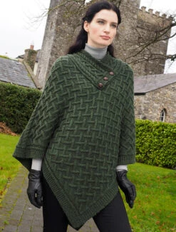 Super Soft Lattice Stitch Poncho -The Warm Shop N101 Green 59823.1673753000