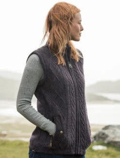Aran Cable Knit Body Warmer -The Warm Shop R843 Purple 2 88515.1718625330
