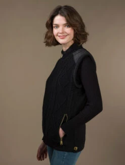 Aran Cable Knit Body Warmer -The Warm Shop R843 Black1 74033.1681385852