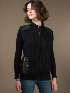 Aran Cable Knit Body Warmer -The Warm Shop R843 Black3 16710.1681385851