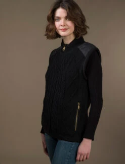 Aran Cable Knit Body Warmer -The Warm Shop R843 Black 73303.1681385853
