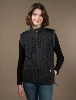 Aran Cable Knit Body Warmer -The Warm Shop R843 Charcoal 86336.1681385868
