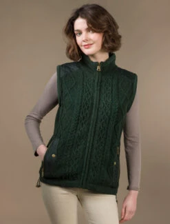 Aran Cable Knit Body Warmer -The Warm Shop R843 Fern1 24256.1681385859