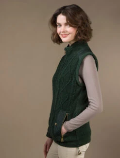 Aran Cable Knit Body Warmer -The Warm Shop R843 Fern 13002.1681385862