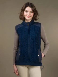 Aran Cable Knit Body Warmer -The Warm Shop R843 Nightshade1 43077.1681385898