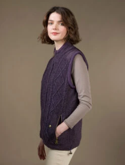 Aran Cable Knit Body Warmer -The Warm Shop R843 Plum2 91654.1681386310