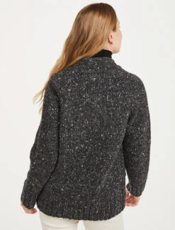 Ladies V-Neck Donegal Wool Cardigan -The Warm Shop R870 Charcoal 3 48501.1690552818