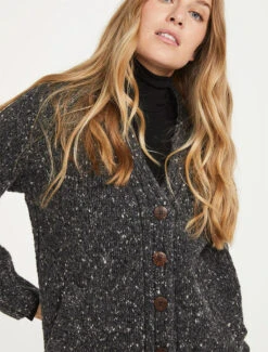 Ladies V-Neck Donegal Wool Cardigan -The Warm Shop R870 Charcoal 4 13280.1690552819