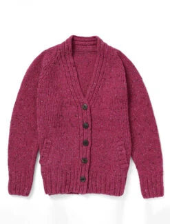 Ladies V-Neck Donegal Wool Cardigan -The Warm Shop R870 Pink Heather 1 33479.1690552909