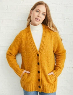 Ladies V-Neck Donegal Wool Cardigan -The Warm Shop R870 Starfish 1 78366.1693906257