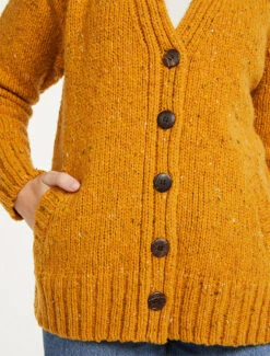 Ladies V-Neck Donegal Wool Cardigan