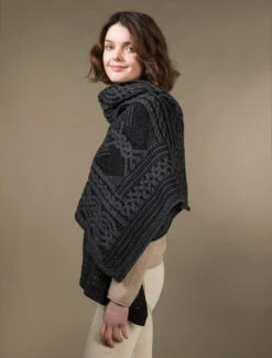 Celtic Fairy Tree Cable Knit Shawl -The Warm Shop X4711 Charcoal 2 70744.1718947992