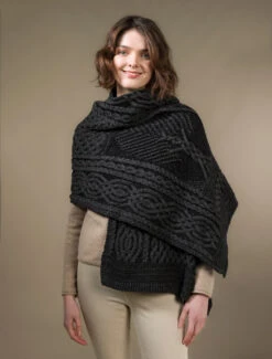 Celtic Fairy Tree Cable Knit Shawl -The Warm Shop X4711 Charcoal 4 41410.1718947992