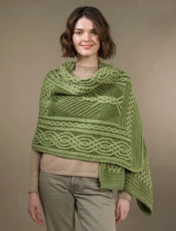 Celtic Fairy Tree Cable Knit Shawl -The Warm Shop X4711 Green 4 72769.1718947992
