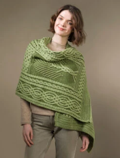 Celtic Fairy Tree Cable Knit Shawl -The Warm Shop X4711 Green 03493.1718947993