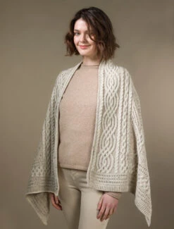 Celtic Fairy Tree Cable Knit Shawl -The Warm Shop X4711 Oatmeal 1 51125.1718947993